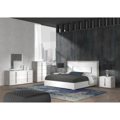 Nova Premium Modern Gray &amp; White Matt Lacquer Finish Bedroom Sets Furniture for Home