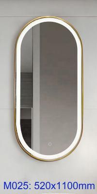 Woma Oval Bathroom LED Mirror with Rosy Golden Frame (M025)