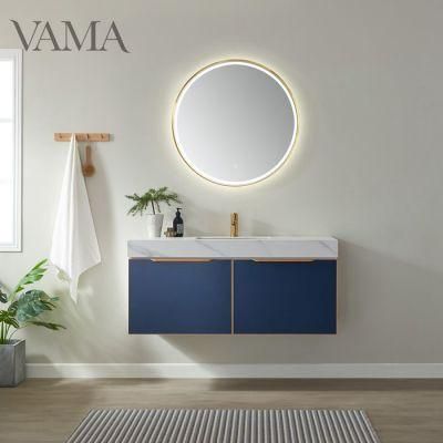 Vama 48 Inch Modern Wholesales Wall Mounted Classic Blue Lacquer Bathroom Furniture with Sinterted Stone Counter Top and Single Sink B01448CB