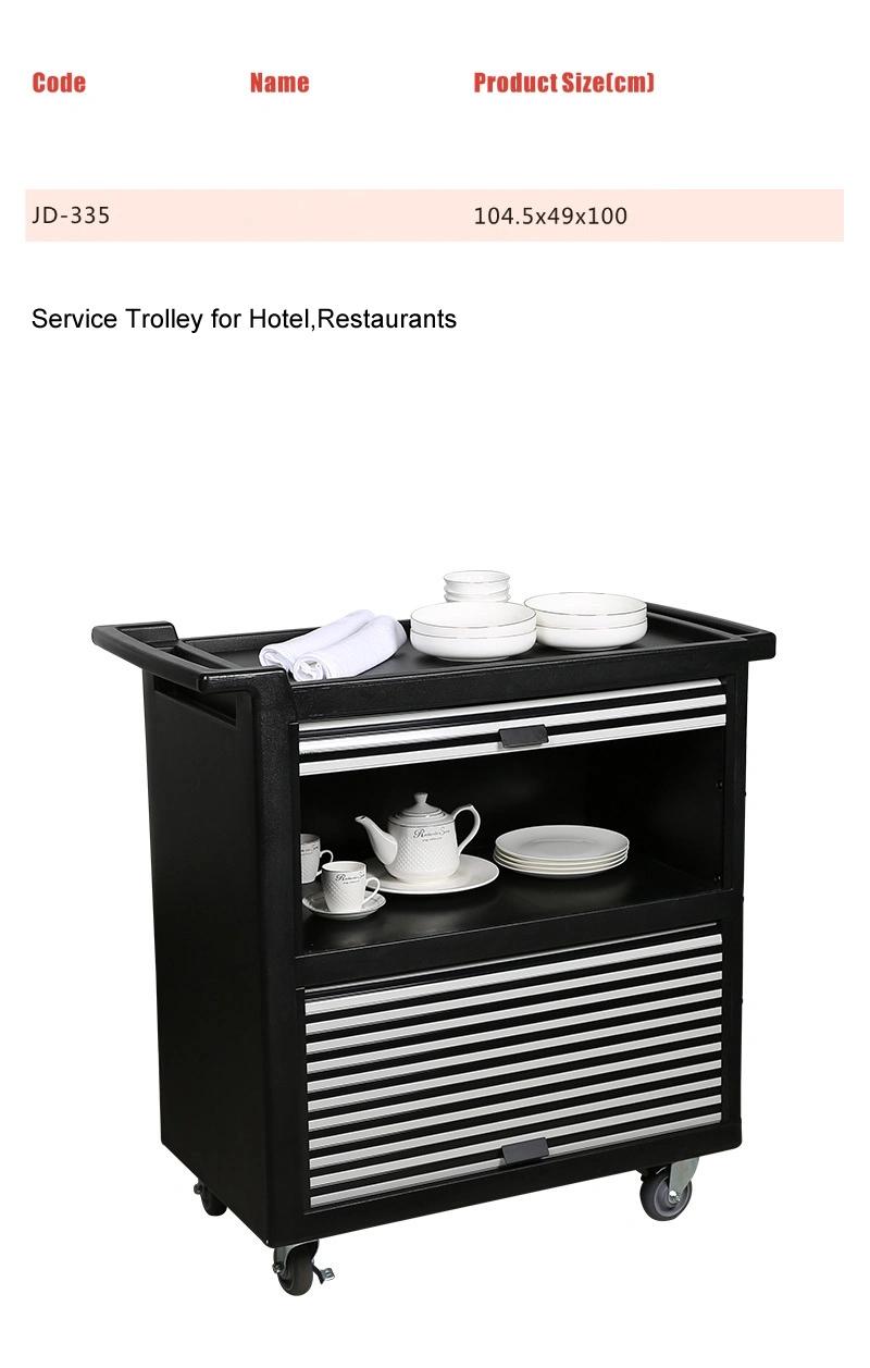 Hotel Food Service Trolley with PP Plastic Kitchen Plate Collector Cleaning Service Cart Chariot De Nettoyage