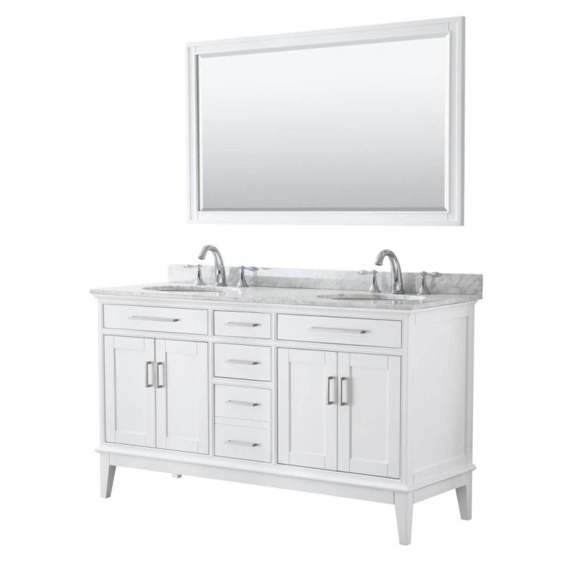 China Factory 60" Classic Gray Solid Leg Bathroom Cabinet Vanity with Ceramic Top