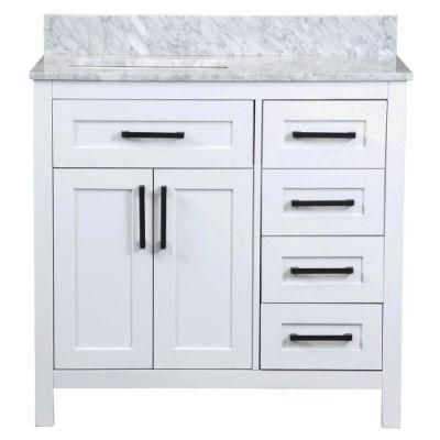 36&quot;W X 22&quot;D White Vanity and Gray Natural Marble Vanity Top with Rectangular Undermount Bowl