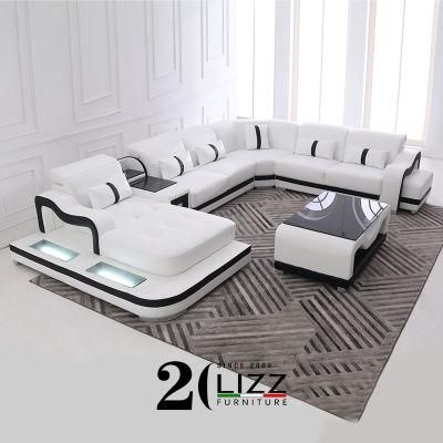 Modern Italian Luxury Design Living Room Furniture LED U Shape Sectional Sofa