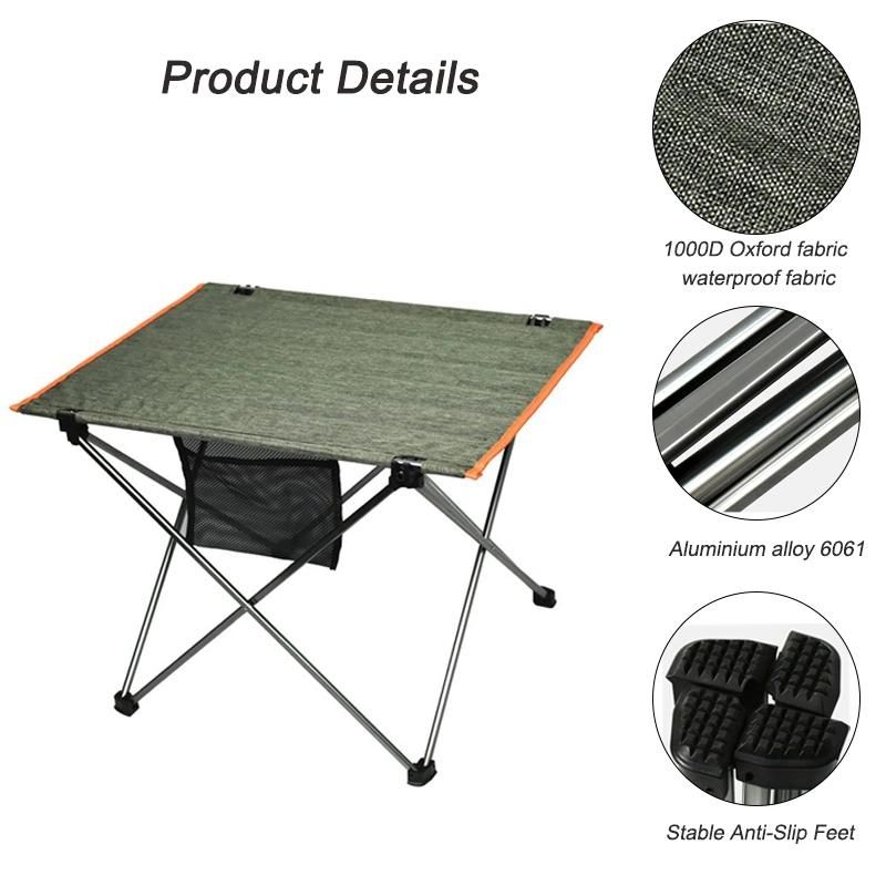 Portable Lightweight Aluminum Folding Table with Pocket