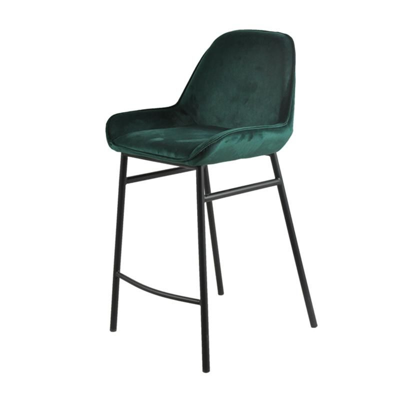 New Design Commercial Room Furniture Modern Bar Chair with High Legs Upholstered Velvet Seat