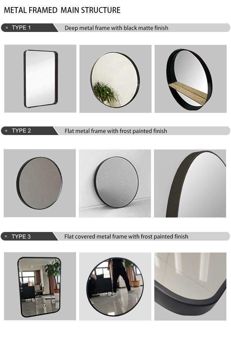 Factory Price 28 in X 28 in Matt Black Round Aluminum Alloy Framed Bathroom Vanity Mirror