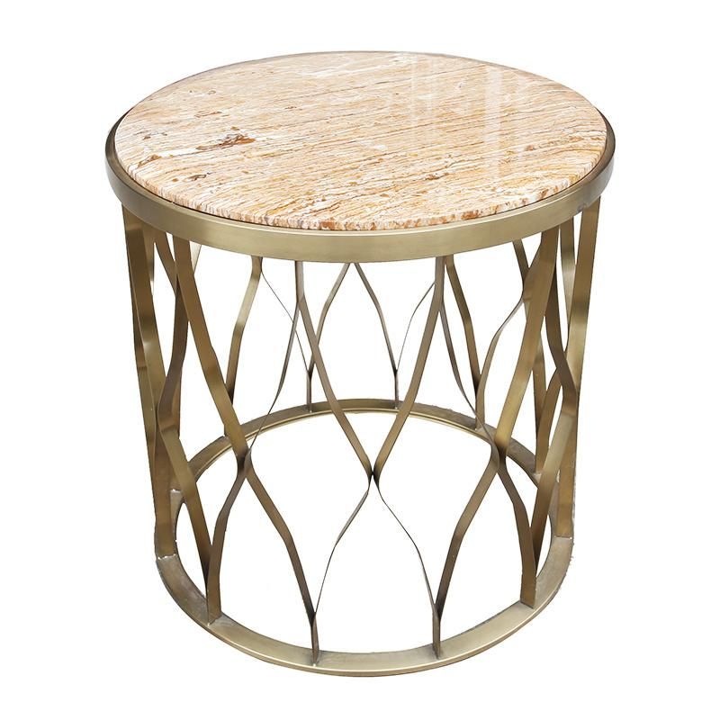 Nordic Modern Round Mini Metal Coffee Table Tables with White Marble