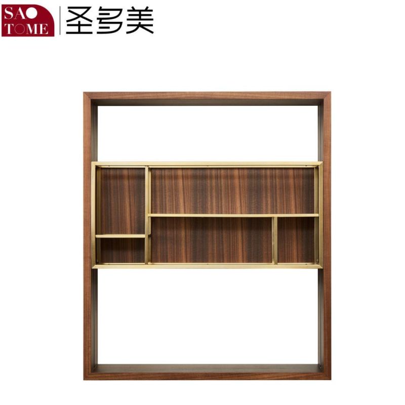 Modern Practical Living Room Study Five Layer Stainless Steel Glass Bookshelf