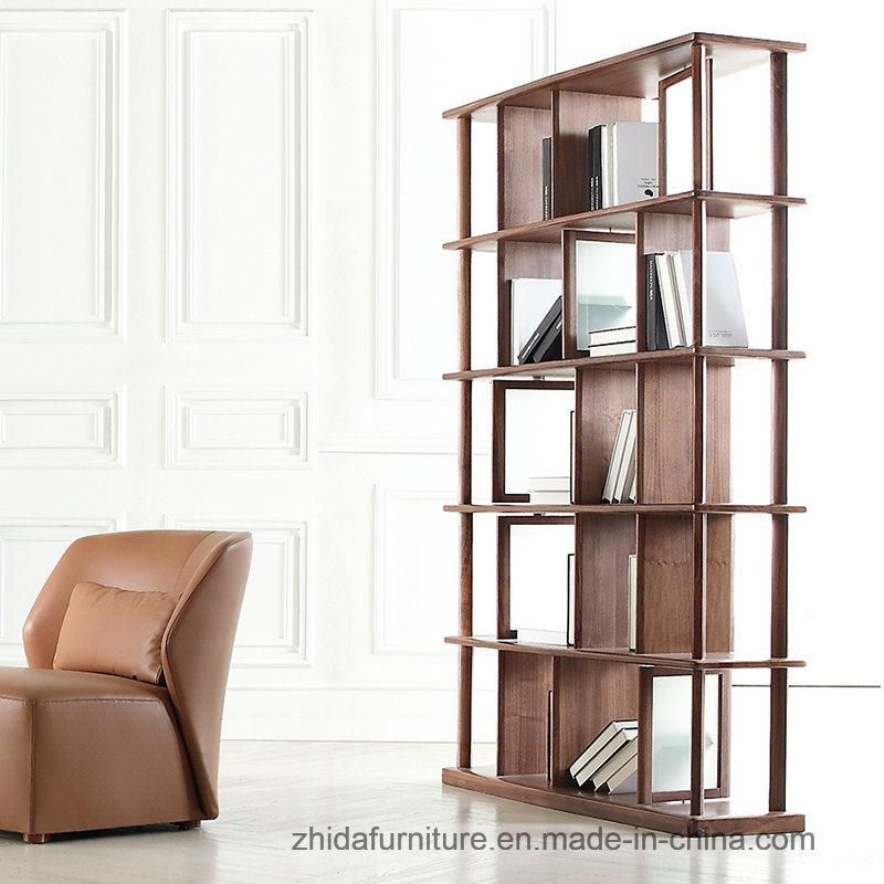 Living Room Solid Wood Walnut Color Bookshelf