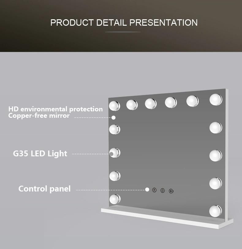 Dimmable Brightness High Definition LED Bathroom Mirror Hollywood Mirror with Touch Sensor