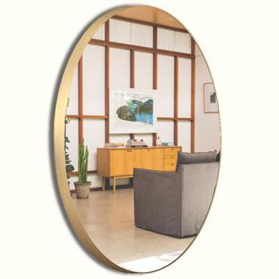 Classic Brushed Gold Circular Bathroom Wall Round Mirror with Fitting