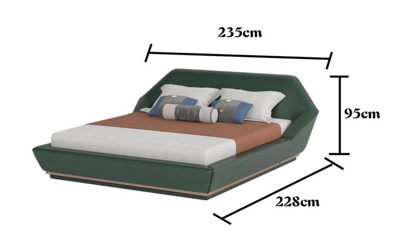 Modern Bed Frame Manufacturer Wholesale King Size Most Popular Top Grain Leather Bed with Fixed Bedhead