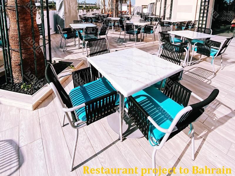 Modern Customized Outdoor Exterior Restsurant Patio Garden Hotel Resort Home Dining Set Furniture with Marble Table Top