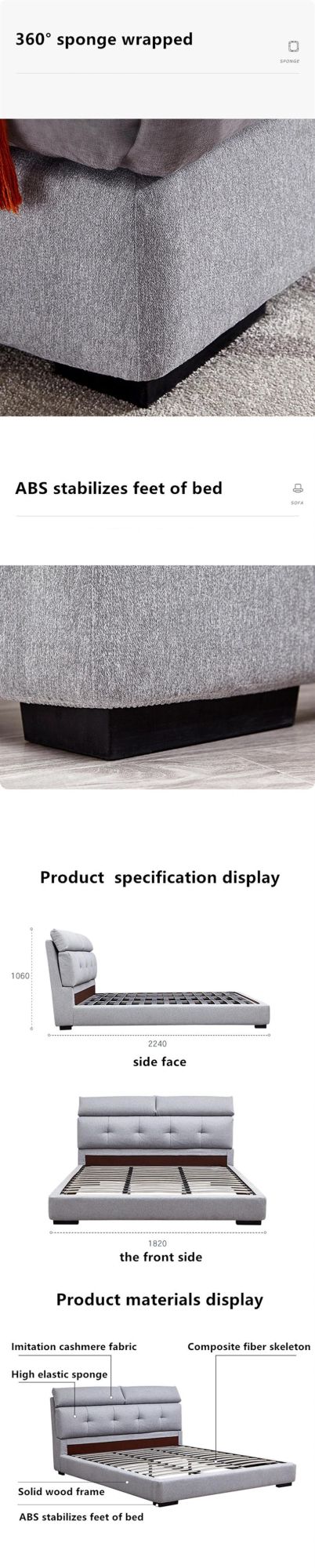 Nordic Modern and Contracted Soft Shelf #Bed 0176-3