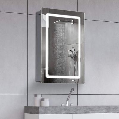 Vanity Bathroom or Living Room Single Door Surface LED Mirror Lighted Medicine Cabinet with Defogger with Left/Right Hinge