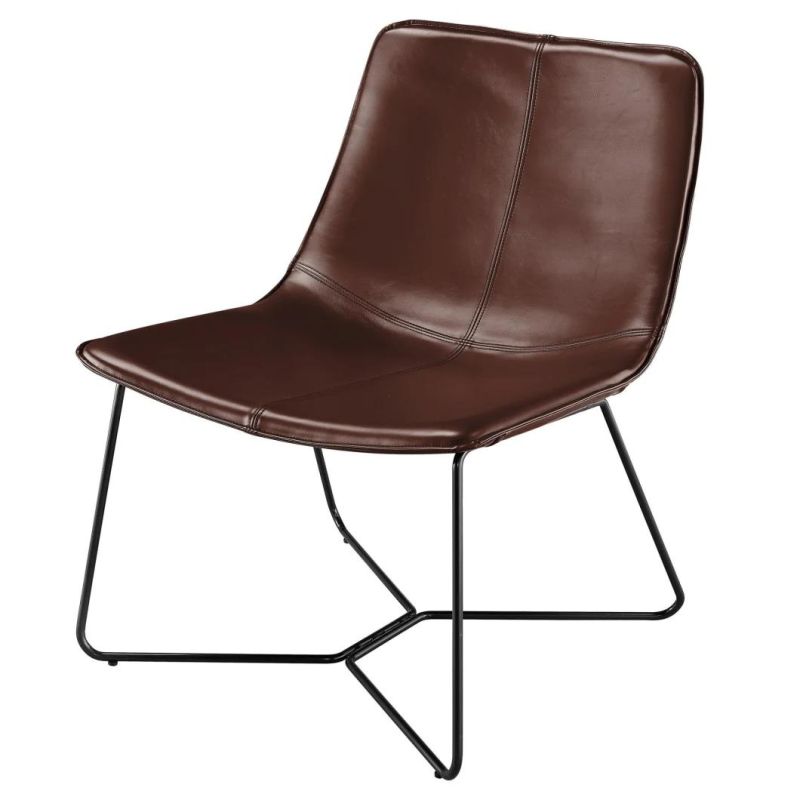 Hot Design Home Furniture Coffee Shop Office Bedroom Hotel Backrest Faux Leather Brown Living Room Chair