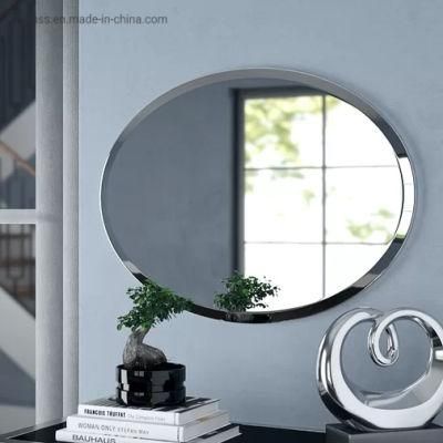 Oval Shape Bathroom Beveled Mirror with Safety Back