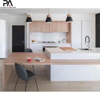 Elegant Island Style Natural Wood Modern Melamine Kitchen Cabinets