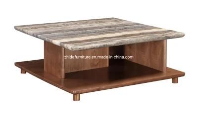 Hotel Furniture Marble Top Wooden Base Coffee Table