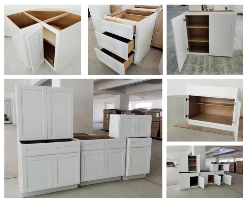 Customized Modern Solid Wood Furniture Cabinets Cupboard Wooden Glass Kitchen Cabinet
