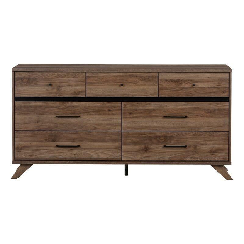 Classic Furniture Coffee Table Wooden Brown 7 Drawer Double Dresser Sideboard for Bedroom