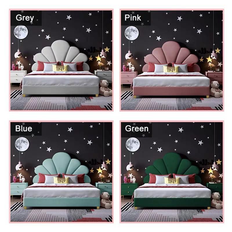 Modern Fashion Bedroom Furniture Children Beds Fabric Upholstered Single Bed for Kids