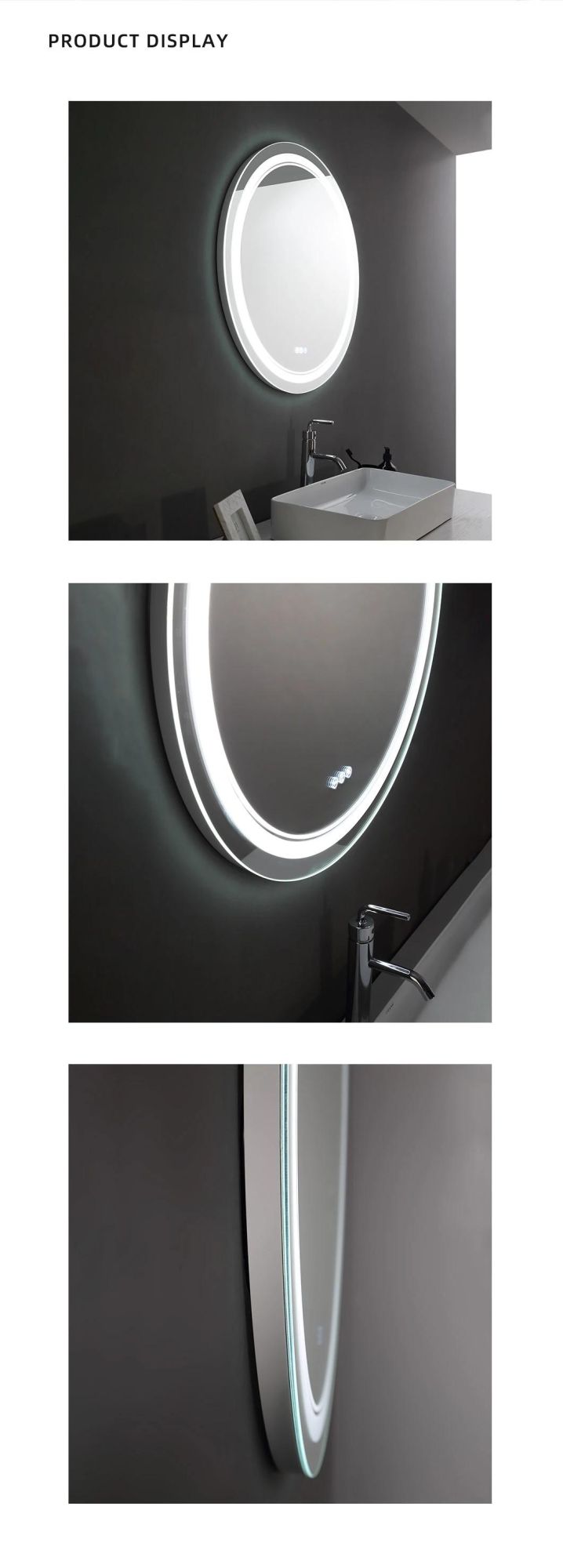 Retail Us Stock Round LED Lighted Bathroom Mirror