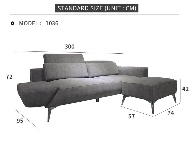 Modern Home Furniture Grey Luxury Sectional Fabric Sofa Set for Living Room