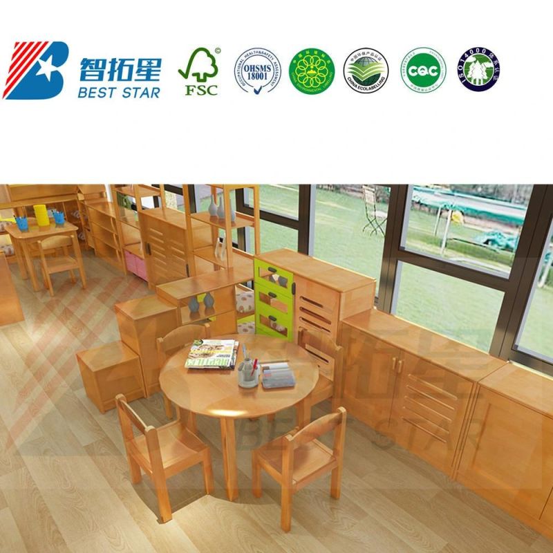 Beech Wood Study Table, Child Small Round Table, Student Table, Kid Wood Preschool Table, Nursery Table, Kindergarten Table