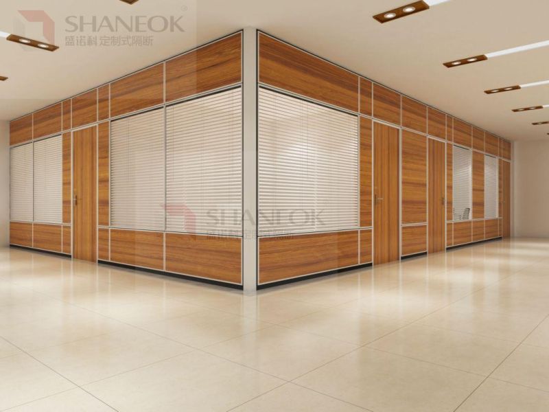 Office Partition Wall MDF Decorative Half Glass Wall Partition