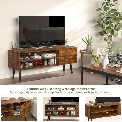 TV Stand for 55 Inch TV with Storage, Retro TV Console Table Wood TV Stand for Media Cable Box Gaming Consoles