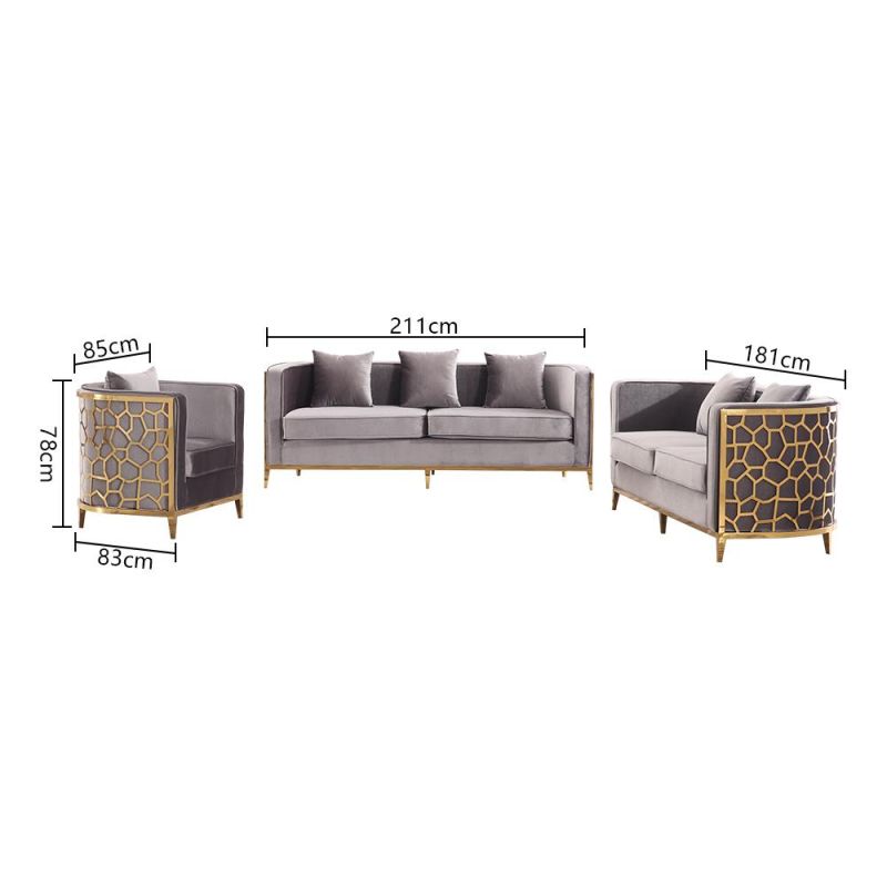 Arabic Muslim Luxury Home Modern Furniture Metal Leisure Living Room Fabric Sofa Sets