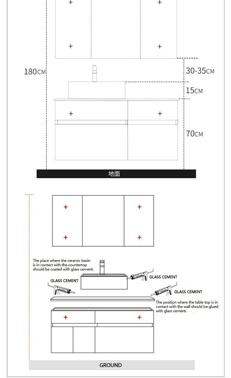 Environmentally Friendly Wall Mounted with Solid Wood Cabinet Bathroom Vanity