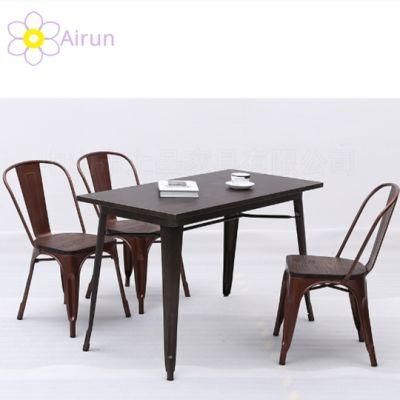 Vintage Restaurant Furniture Restaurant Wooden Top Tables with Iron Legs Dinning Table for Restaurant