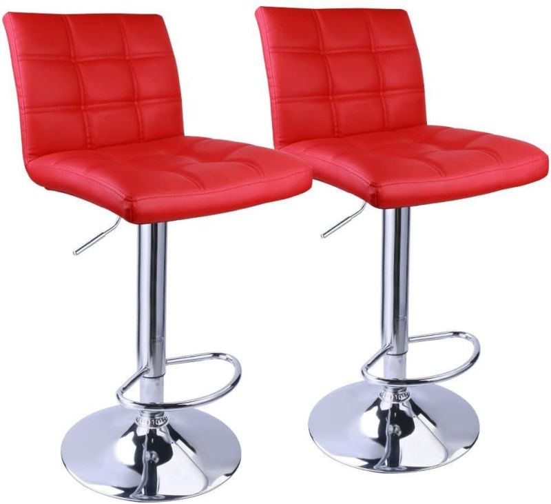 Modern PU Height Adjustable Design Relax Backrest Cafe Bar Chair Stool with Footrest