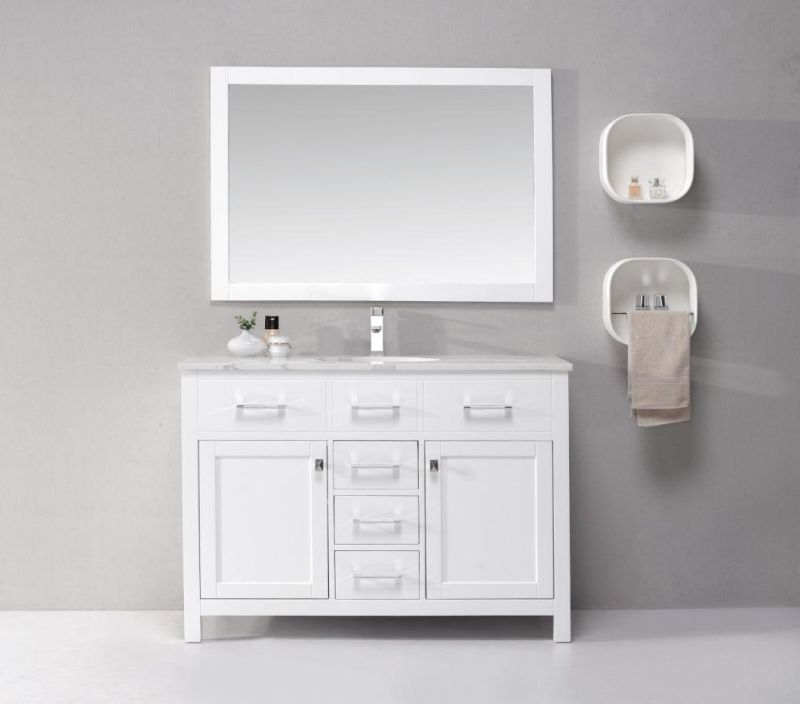 Solid Surface Floor Mounted Bathroom Washing Basin Cabinet