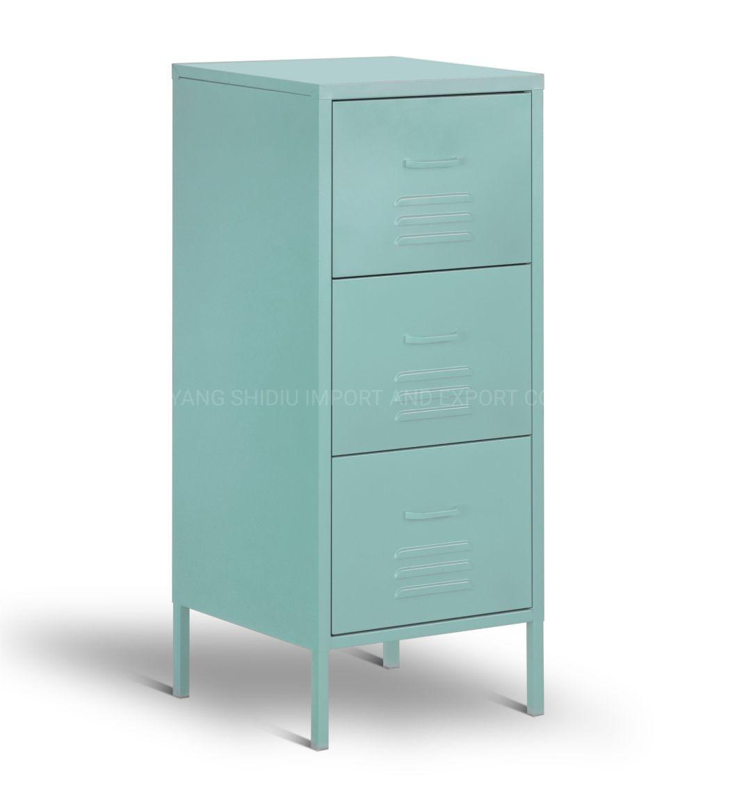 Home Use Metal 3-Drawer Indoor Storage Cabinet with Standing Feet