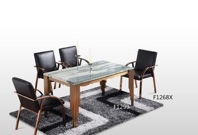 High Quality Stainless Steel Table Base Dining Table with Marble Design