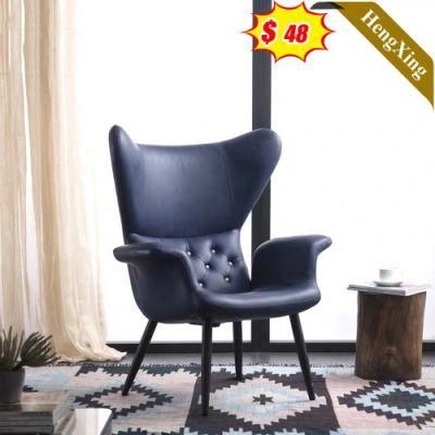 Cheap Price Living Room Hotel Lobby Blue PU Leather Fabric Sofa Couch Leisure Lounge Chair