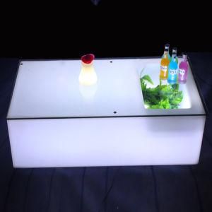 Nightclub Use Multi Colors Changing Illuminated LED Furniture Bar Table with Wine Cooler