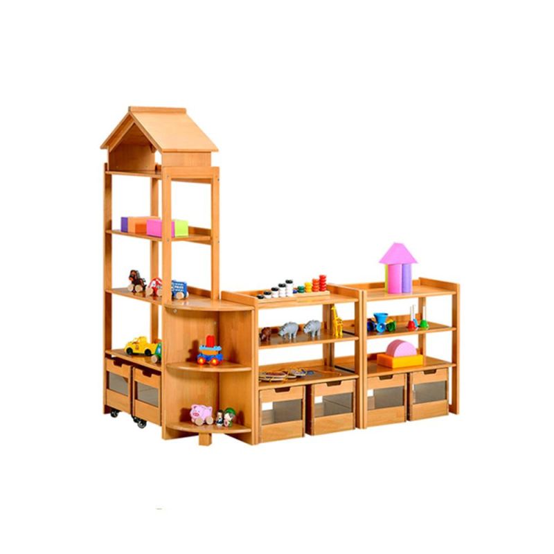 Playroom Furniture Toy Storage Rack, Combination Display Rack for Kindergarten, Day Care Furniture Kids Rack, School Furniture Children Wooden Rack