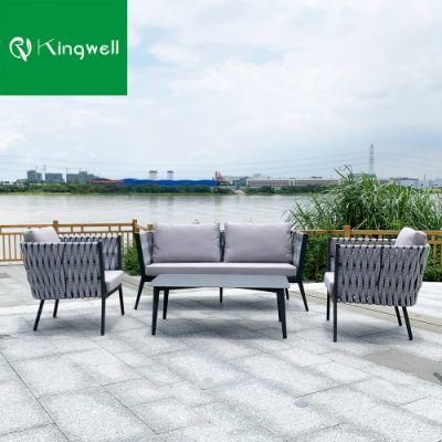Waterproof Modern Designs Patio Outdoor Aluminum Furniture Rope Sofa Set for Home and Garden