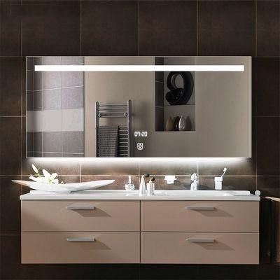 Frameless Rectangle LED Bathroom Wall Mirror with Defog