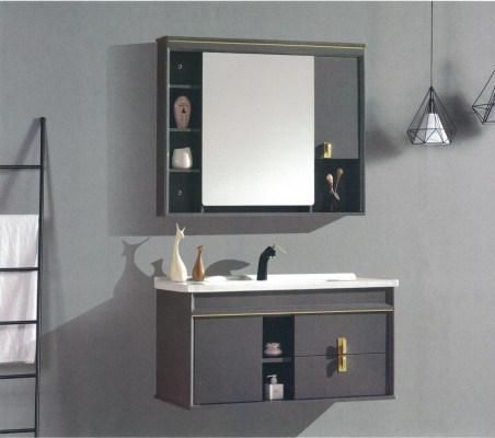 Sairi Luxury Hotel Wall Mount Bathroom Cabinet with Drawer, Modern Washbasin Mirror Space Aluminum Bathroom Storage Vanity Cabinet