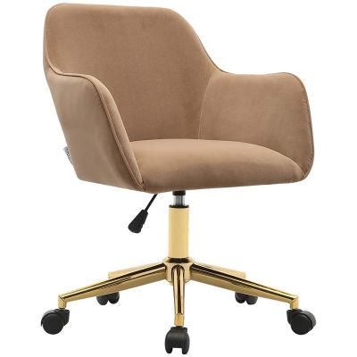 Wholesale Contemporary Colorful Accent Chair Gold Chromed Leg Ergonomic Height Adjustment Home Office Chair