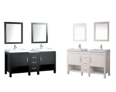 60&prime; Double Sink Floor Mounted Grey Bathroom Vanity