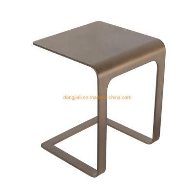 U Shape Modern Pure Metal Stainless Steel Brown Coffee Table Luxury Furniture