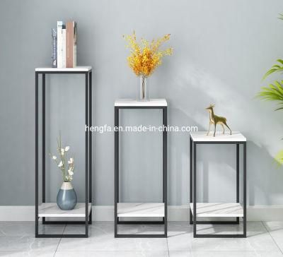 Nordic Living Room Stainless Steel Modern Marble Flower Rack Iron Plant Pot Rack Flower Stand