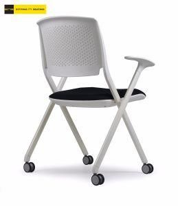White Plastic Stackable Office Chair with Plastic Back