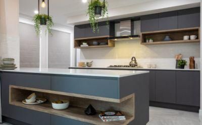 Custom Eco-Friendly Black Handleless Design Joinery Quartz Stone Cabinets Kitchen Furniture Modern